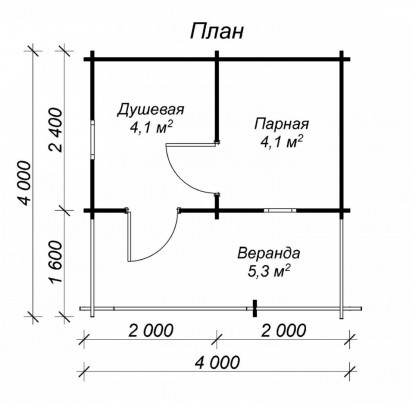 Баня "Квадро" 4000х4000 мм