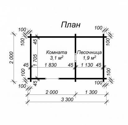 Детский игровой домик из бруса "Гном" 3300х2000