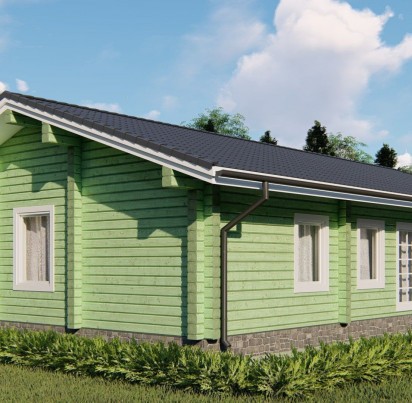 Дом из бруса 8000х12900 с панорамным остеклением