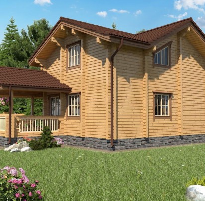Двухэтажный дом из бруса с 3 спальнями 8500х10400