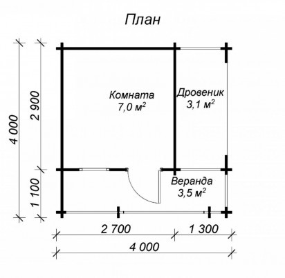Садовый дом "БРУКС" 4000х4000 мм