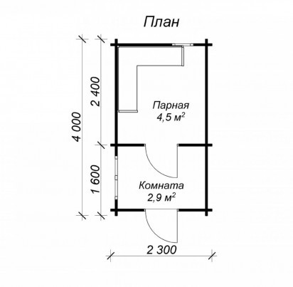 Баня "Нарва" 2300х4000 мм