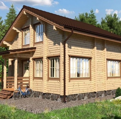 Дом из бруса 2 этажа 7000х7000