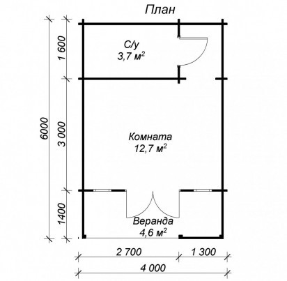 Садовый дом "Синди" 6000х4000 мм
