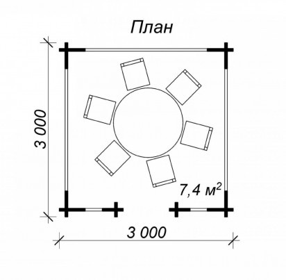 Беседка "УННА 3х3" 3000х3000 мм