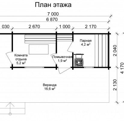 Мобильная баня Нижма 7000*2300 (Без подиума)