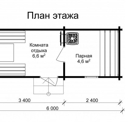 Мобильная баня Мавра 6000*2300